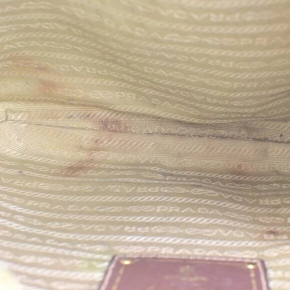 PRADA Logo Crossbody Shoulder Bag Jacquard Leather Brown GHW 60YF090 - Picture 14 of 16
